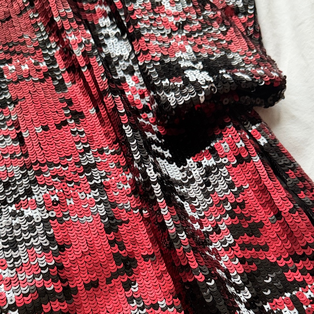 Tuckernuck Red Black white sequin Pierre mini dress size Small - Picture 7 of 7